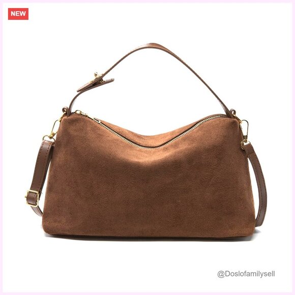 Handbags - Suede Crossbody Bag Adjustable Strap Shoulder Tote Handbag